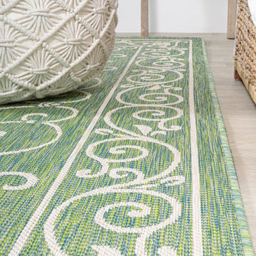 Charleston Vintage Filigree Textured Weave Indoor/outdoor Round Rug
